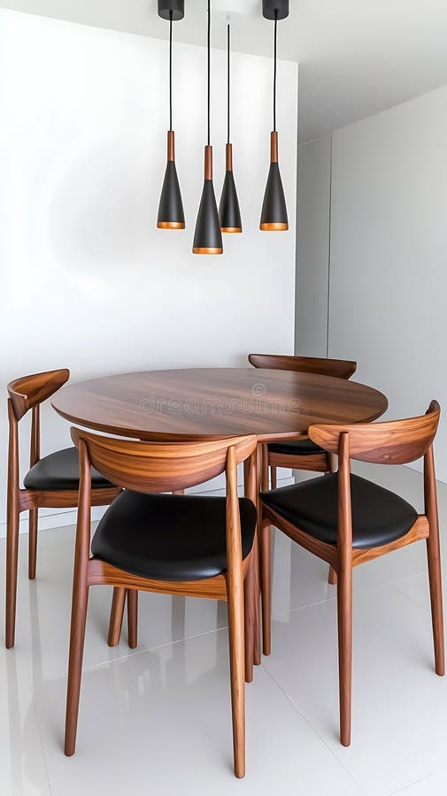 Round wooden dining table